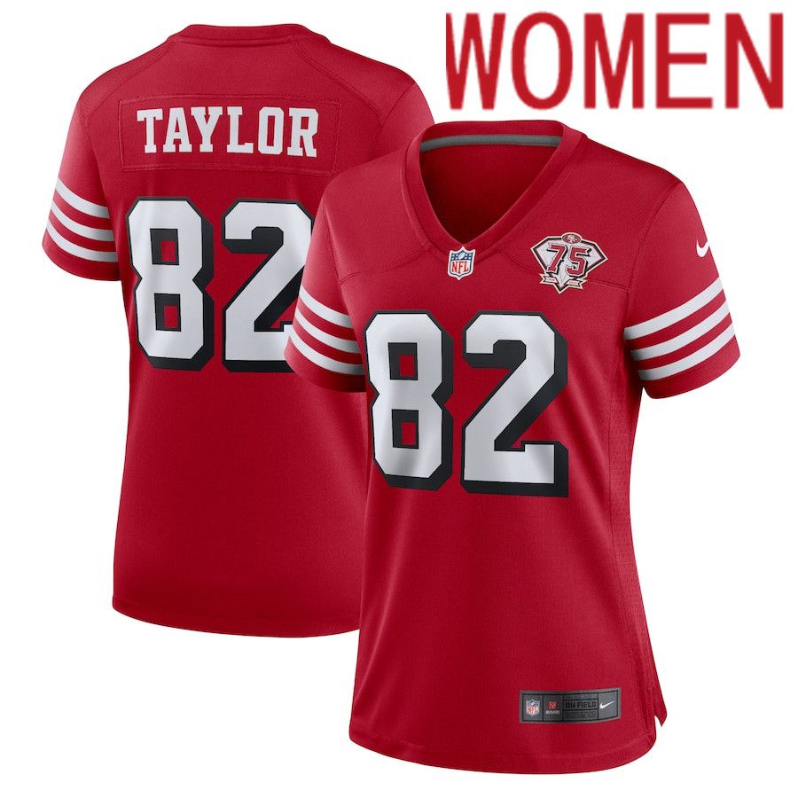 Women San Francisco 49ers #82 John Taylor Nike Scarlet 75th Anniversary Alternate Retired Player Game NFL Jersey->women nfl jersey->Women Jersey